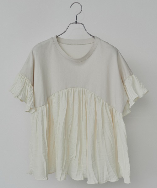 toucher du brise（トゥシェドブリーズ）の「プリーツドッキングTシャツ（シャツ/ブラウス・レディース・ホワイト/ブラック・M）」の11枚目の写真