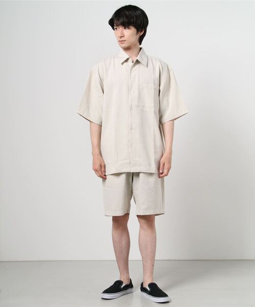 Beno（ビーノ）の「リネンライク シャンブレー ルーズシャツアウター×ショートパンツ 【 セットアップ 】（セットアップ・メンズ・ライトグレー/キナリ/ネイビー/ブラック/カーキ/ベージュ・L/LL/M）」の21枚目の写真