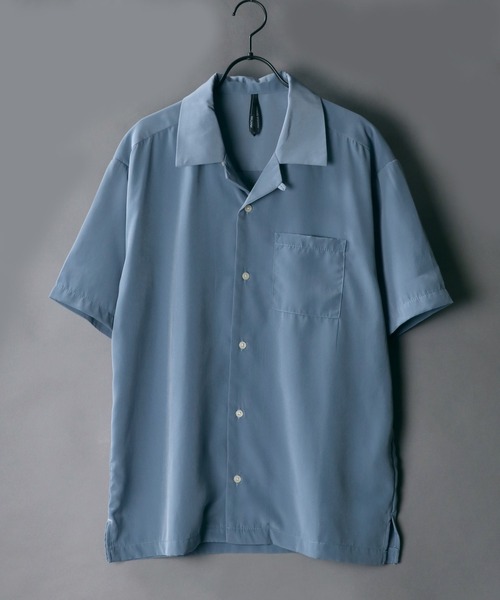 SITRY（シトリー）の「Silky Drape Half sleeve Open color Shirt /シルキードレープ ハーフスリーブ オープンカラーシャツ（シャツ/ブラウス・メンズ・ホワイト/ブラック/サックスブルー/グリーン/モカ/グレイッシュベージュ/ダークグリーン/オフホワイト・LL/M/L）」の8枚目の写真