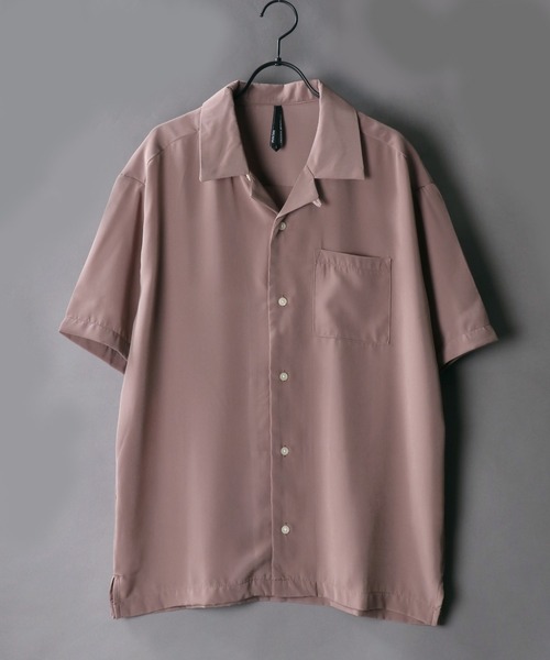 SITRY（シトリー）の「Silky Drape Half sleeve Open color Shirt /シルキードレープ ハーフスリーブ オープンカラーシャツ（シャツ/ブラウス・メンズ・ホワイト/ブラック/サックスブルー/グリーン/モカ/グレイッシュベージュ/ダークグリーン/オフホワイト・LL/M/L）」の5枚目の写真