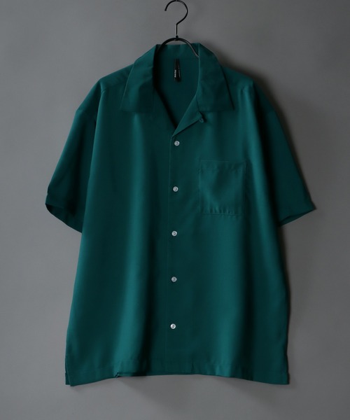 SITRY（シトリー）の「Silky Drape Half sleeve Open color Shirt /シルキードレープ ハーフスリーブ オープンカラーシャツ（シャツ/ブラウス・メンズ・ホワイト/ブラック/サックスブルー/グリーン/モカ/グレイッシュベージュ/ダークグリーン/オフホワイト・LL/M/L）」の6枚目の写真