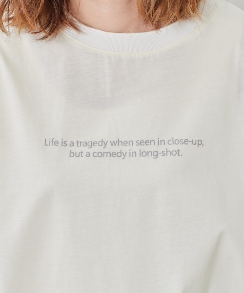 e.r.g*（イーアールジー）の「シルケットモモンガ　ロゴＴｅｅ（Tシャツ/カットソー・レディース・グレー/ブラック/オフホワイト/マスタード・M）」の11枚目の写真