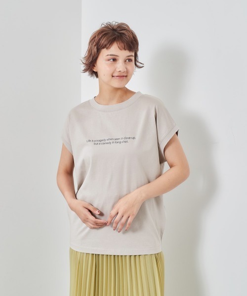 e.r.g*（イーアールジー）の「シルケットモモンガ　ロゴＴｅｅ（Tシャツ/カットソー・レディース・グレー/ブラック/オフホワイト/マスタード・M）」の20枚目の写真