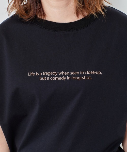 e.r.g*（イーアールジー）の「シルケットモモンガ　ロゴＴｅｅ（Tシャツ/カットソー・レディース・グレー/ブラック/オフホワイト/マスタード・M）」の17枚目の写真