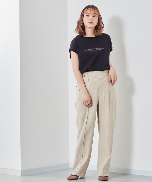 e.r.g*（イーアールジー）の「シルケットモモンガ　ロゴＴｅｅ（Tシャツ/カットソー・レディース・グレー/ブラック/オフホワイト/マスタード・M）」の18枚目の写真