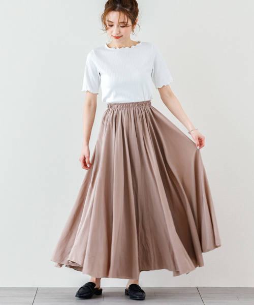 SUGAR BISKET（シュガービスケット）の「メロウフリルリブトップス（Tシャツ/カットソー・レディース・ホワイト/ブラック/ベージュ/オリーブ/ブルー・フリー）」の7枚目の写真