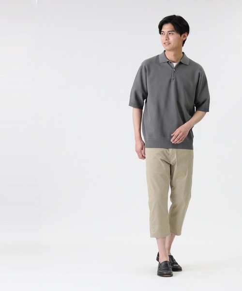 PLUS ONE（プラスワン）の「【PLUS ONE】ウォッシャブルニットポロ（ポロシャツ・メンズ・ホワイト×ネイビー/ベージュ/ネイビー/オフホワイト/グレー/ブラック×ホワイト・L/M/XL）」の18枚目の写真