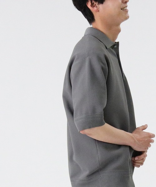 PLUS ONE（プラスワン）の「【PLUS ONE】ウォッシャブルニットポロ（ポロシャツ・メンズ・ホワイト×ネイビー/ベージュ/ネイビー/オフホワイト/グレー/ブラック×ホワイト・L/M/XL）」の21枚目の写真