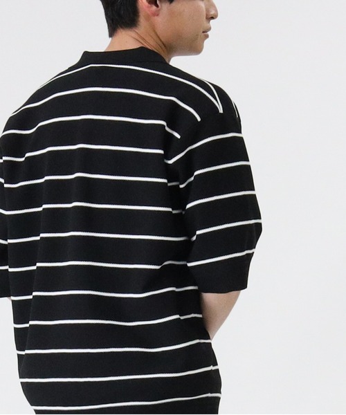 PLUS ONE（プラスワン）の「【PLUS ONE】ウォッシャブルニットポロ（ポロシャツ・メンズ・ホワイト×ネイビー/ベージュ/ネイビー/オフホワイト/グレー/ブラック×ホワイト・L/M/XL）」の16枚目の写真