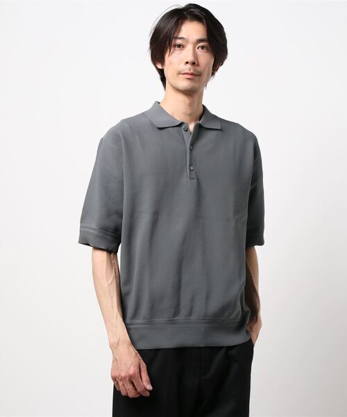 PLUS ONE（プラスワン）の「【PLUS ONE】ウォッシャブルニットポロ（ポロシャツ・メンズ・ホワイト×ネイビー/ベージュ/ネイビー/オフホワイト/グレー/ブラック×ホワイト・L/M/XL）」の22枚目の写真