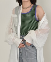 w closet | 12Gガーター編みボーダー配色タンクトップ(タンクトップ)