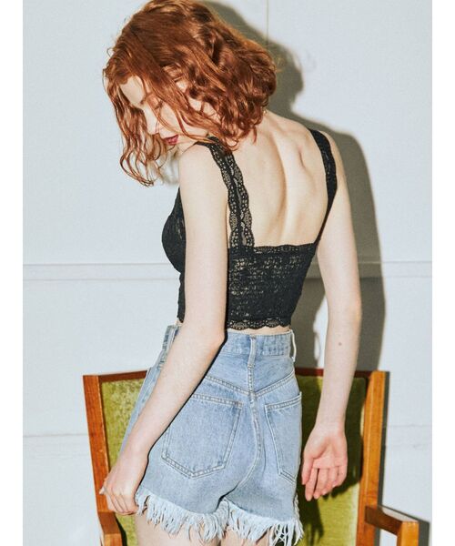 jouetie（ジュエティ）の「ストレッチレースブラトップ（キャミソール・レディース・ブラック/オフホワイト・MEDIUM）」の3枚目の写真