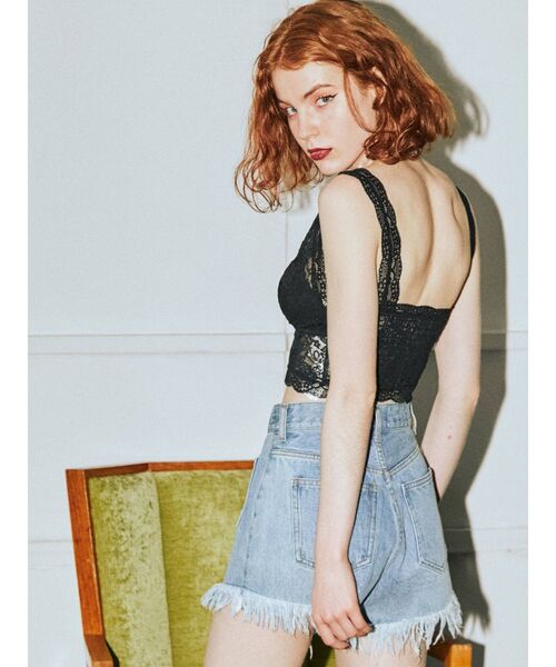 jouetie（ジュエティ）の「ストレッチレースブラトップ（キャミソール・レディース・ブラック/オフホワイト・MEDIUM）」の5枚目の写真