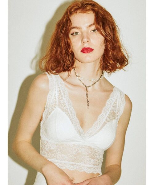 jouetie（ジュエティ）の「ストレッチレースブラトップ（キャミソール・レディース・ブラック/オフホワイト・MEDIUM）」の6枚目の写真