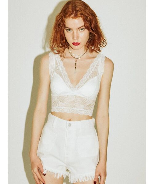 jouetie（ジュエティ）の「ストレッチレースブラトップ（キャミソール・レディース・ブラック/オフホワイト・MEDIUM）」の9枚目の写真