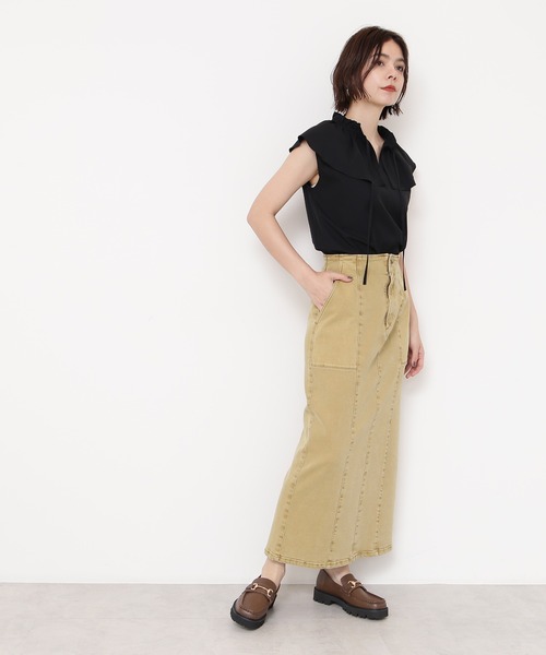 N.（N. Natural Beauty Basic）（エヌエヌナチュラルビューティーベーシック）の「◆フリルカラーブラウス（シャツ/ブラウス・レディース・ブラック/グレイッシュブルー/イエロー・MEDIUM）」の4枚目の写真