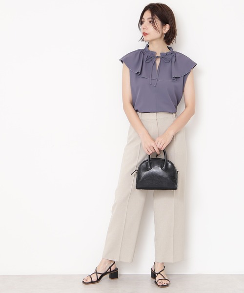 N.（N. Natural Beauty Basic）（エヌエヌナチュラルビューティーベーシック）の「◆フリルカラーブラウス（シャツ/ブラウス・レディース・ブラック/グレイッシュブルー/イエロー・MEDIUM）」の6枚目の写真