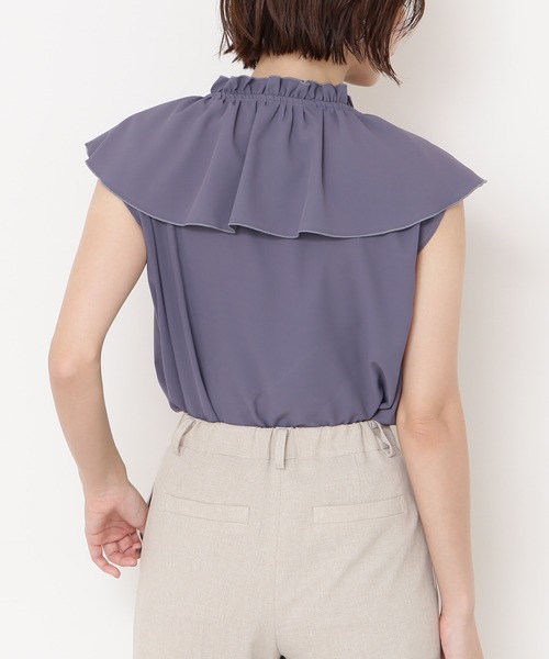 N.（N. Natural Beauty Basic）（エヌエヌナチュラルビューティーベーシック）の「◆フリルカラーブラウス（シャツ/ブラウス・レディース・ブラック/グレイッシュブルー/イエロー・MEDIUM）」の9枚目の写真