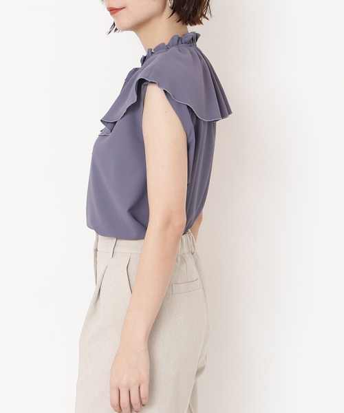 N.（N. Natural Beauty Basic）（エヌエヌナチュラルビューティーベーシック）の「◆フリルカラーブラウス（シャツ/ブラウス・レディース・ブラック/グレイッシュブルー/イエロー・MEDIUM）」の8枚目の写真