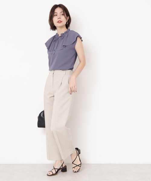 N.（N. Natural Beauty Basic）（エヌエヌナチュラルビューティーベーシック）の「◆フリルカラーブラウス（シャツ/ブラウス・レディース・ブラック/グレイッシュブルー/イエロー・MEDIUM）」の7枚目の写真