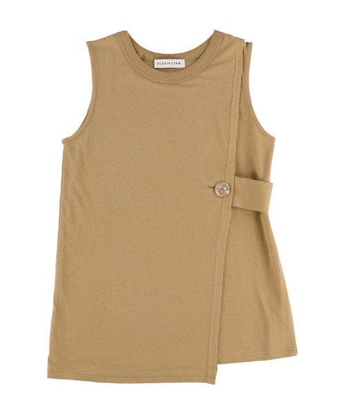 ALEXIA STAM(アリシアスタン)の「Side Button Sleeveless Wrap Top/サイドボタンスリーブレスラップトップ(Tシャツ/カットソー・レディース・チャコールグレー/ホワイト/ベージュ・FREE)」の12枚目の写真