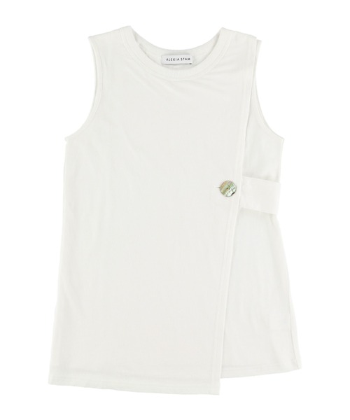 ALEXIA STAM(アリシアスタン)の「Side Button Sleeveless Wrap Top/サイドボタンスリーブレスラップトップ(Tシャツ/カットソー・レディース・チャコールグレー/ホワイト/ベージュ・FREE)」の20枚目の写真