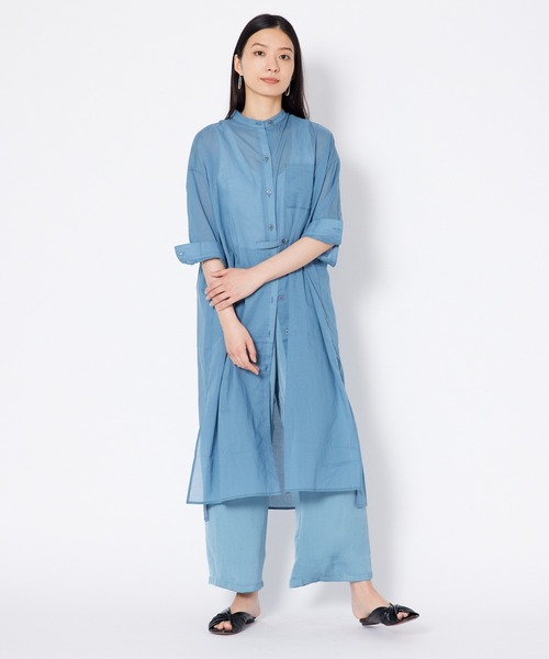shop DADA(ショップダダ)の「タブ付きロングシャツ(1S13-7186)(シャツ/ブラウス・レディース・ベージュ/ブラウン/ブルー・FREE)」の3枚目の写真