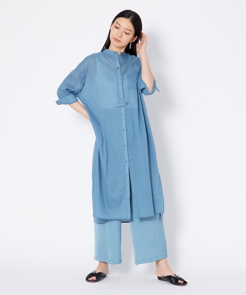 shop DADA(ショップダダ)の「タブ付きロングシャツ(1S13-7186)(シャツ/ブラウス・レディース・ベージュ/ブラウン/ブルー・FREE)」の6枚目の写真