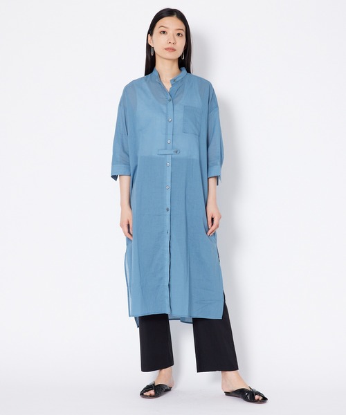 shop DADA(ショップダダ)の「タブ付きロングシャツ(1S13-7186)(シャツ/ブラウス・レディース・ベージュ/ブラウン/ブルー・FREE)」の8枚目の写真