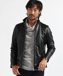 TETE HOMME | 【21AW】ラムレザーシングルライダースジャケット / レザー ブルゾン(ライダースジャケット)