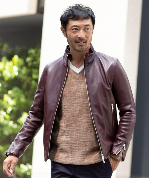 TETE HOMME（テットオム）の「【21AW】ラムレザーシングルライダースジャケット / レザー ブルゾン（ライダースジャケット・メンズ・ベージュ/ボルドー/ブラック/ネイビー/グレー・XX-LARGE/SMALL/LARGE/MEDIUM/X-LARGE/XXX-LARGE）」の19枚目の写真