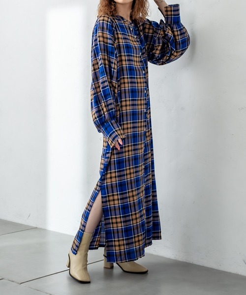 mystic(ミスティック)の「チェックシャツワンピース(ワンピース・レディース・ブラック/ピンク/ブルー・FREE)」の8枚目の写真