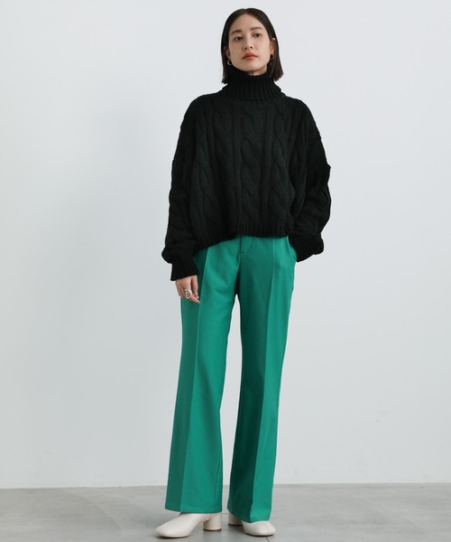 select MOCA(セレクトモカ)の「2021 AW タートルネックツイスト編みショートニット(ニット/セーター・レディース・ブラック/パープル/アイボリー・FREE)」の8枚目の写真