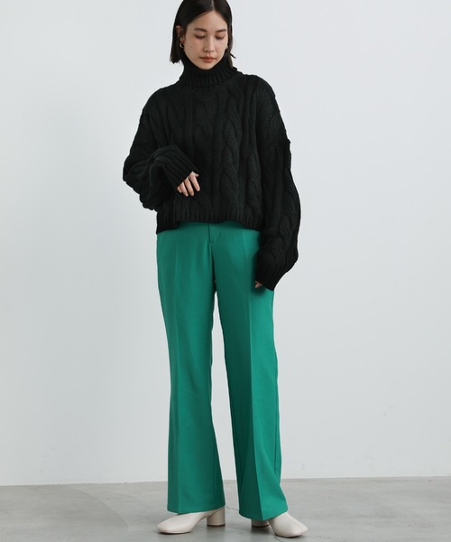 select MOCA(セレクトモカ)の「2021 AW タートルネックツイスト編みショートニット(ニット/セーター・レディース・ブラック/パープル/アイボリー・FREE)」の9枚目の写真