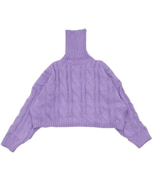 select MOCA(セレクトモカ)の「2021 AW タートルネックツイスト編みショートニット(ニット/セーター・レディース・ブラック/パープル/アイボリー・FREE)」の18枚目の写真