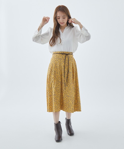 Fabulous Angela(ファビュラスアンジェラ)の「合皮ベルト付フラワースカート(スカート・レディース・マスタード/ブラウン/ブラック・FREE)」の10枚目の写真