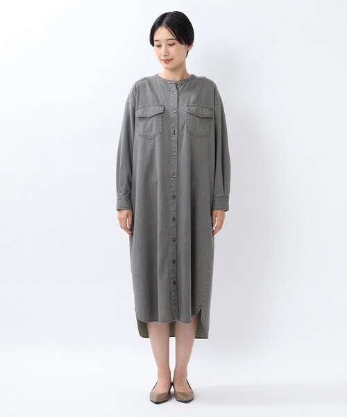 新品タグ付✨アンタイトル リラックスデニムワンピース シャツ ストレッチ グレー 新品タグ付✨アンタイトル リラックスデニムワンピース シャツ