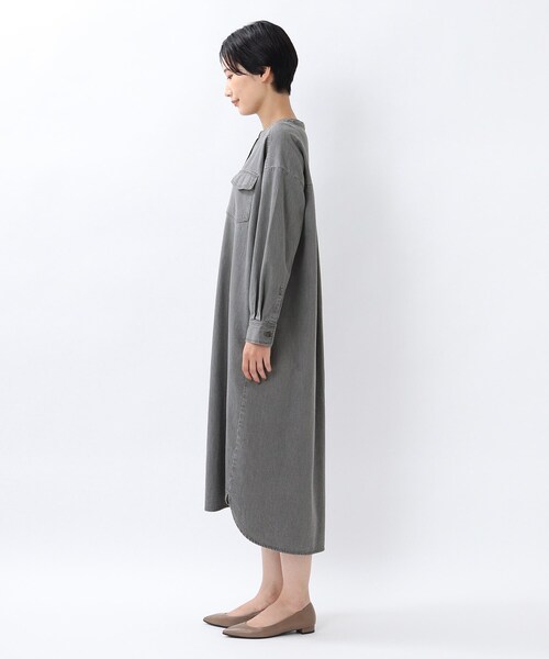 新品タグ付✨アンタイトル リラックスデニムワンピース シャツ ストレッチ グレー 新品タグ付✨アンタイトル リラックスデニムワンピース シャツ