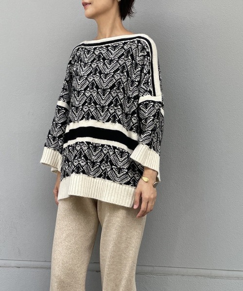 BEARDSLEY（ビアズリー）の「ジャガードプルオーバーニット（ニット/セーター・レディース・ブラック・FREE）」の2枚目の写真
