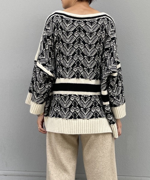 BEARDSLEY（ビアズリー）の「ジャガードプルオーバーニット（ニット/セーター・レディース・ブラック・FREE）」の3枚目の写真