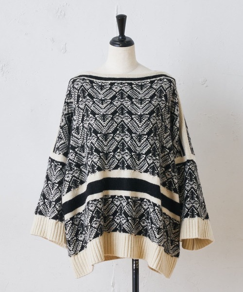 BEARDSLEY（ビアズリー）の「ジャガードプルオーバーニット（ニット/セーター・レディース・ブラック・FREE）」の4枚目の写真