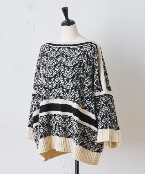 BEARDSLEY（ビアズリー）の「ジャガードプルオーバーニット（ニット/セーター・レディース・ブラック・FREE）」の5枚目の写真
