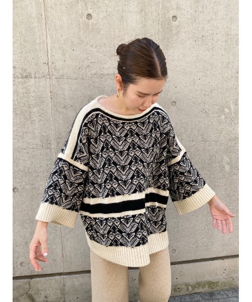 BEARDSLEY（ビアズリー）の「ジャガードプルオーバーニット（ニット/セーター・レディース・ブラック・FREE）」の15枚目の写真