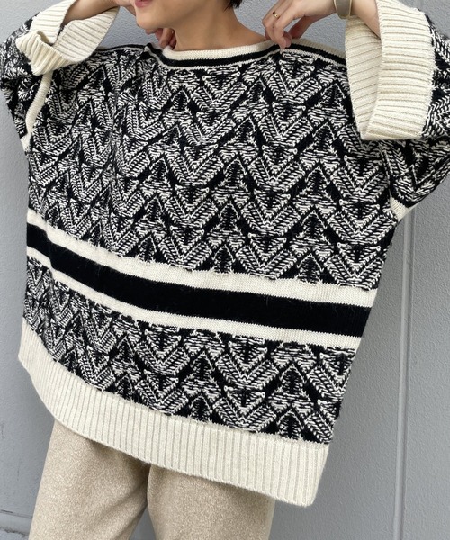 BEARDSLEY（ビアズリー）の「ジャガードプルオーバーニット（ニット/セーター・レディース・ブラック・FREE）」の13枚目の写真