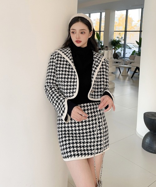 極美品　パーリーゲイツ　セットアップ　ジャケット　スカート　千鳥　レオパード　柄 極美品 パーリーゲイツ セットアップ ジャケット スカート 千鳥