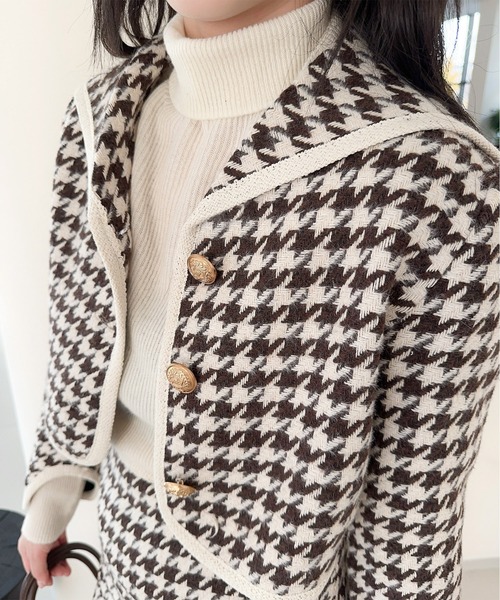 セール】【Jasmine】フレンチガーリー千鳥柄ジャケット＆スカート