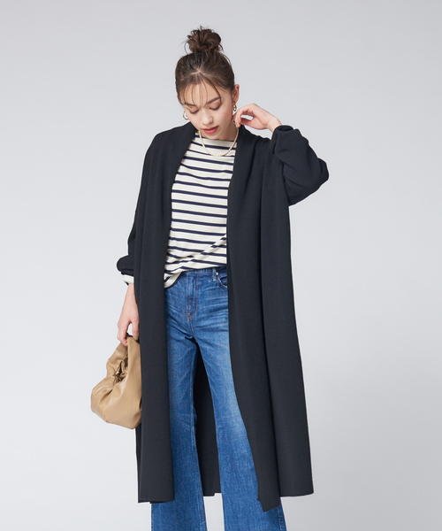 Rouge vif(ルージュヴィフ)の「接結ニットコート(カーディガン/ボレロ・レディース・グレイッシュベージュ/ブラック/アイボリー・フリー)」の2枚目の写真