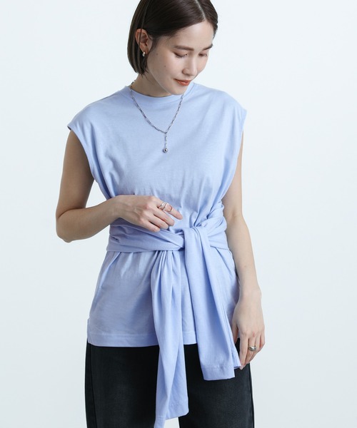 select MOCA(セレクトモカ)の「2WAYレイヤードデザインカットソー(Tシャツ/カットソー・レディース・ブラック/オフホワイト/サックスブルー/ペールイエロー・FREE)」の11枚目の写真