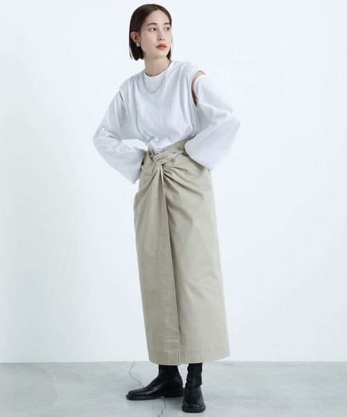 select MOCA(セレクトモカ)の「2WAYレイヤードデザインカットソー(Tシャツ/カットソー・レディース・ブラック/オフホワイト/サックスブルー/ペールイエロー・FREE)」の7枚目の写真