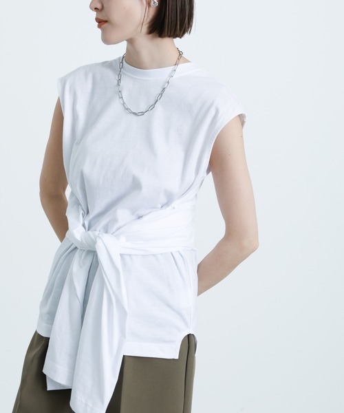 select MOCA(セレクトモカ)の「2WAYレイヤードデザインカットソー(Tシャツ/カットソー・レディース・ブラック/オフホワイト/サックスブルー/ペールイエロー・FREE)」の21枚目の写真